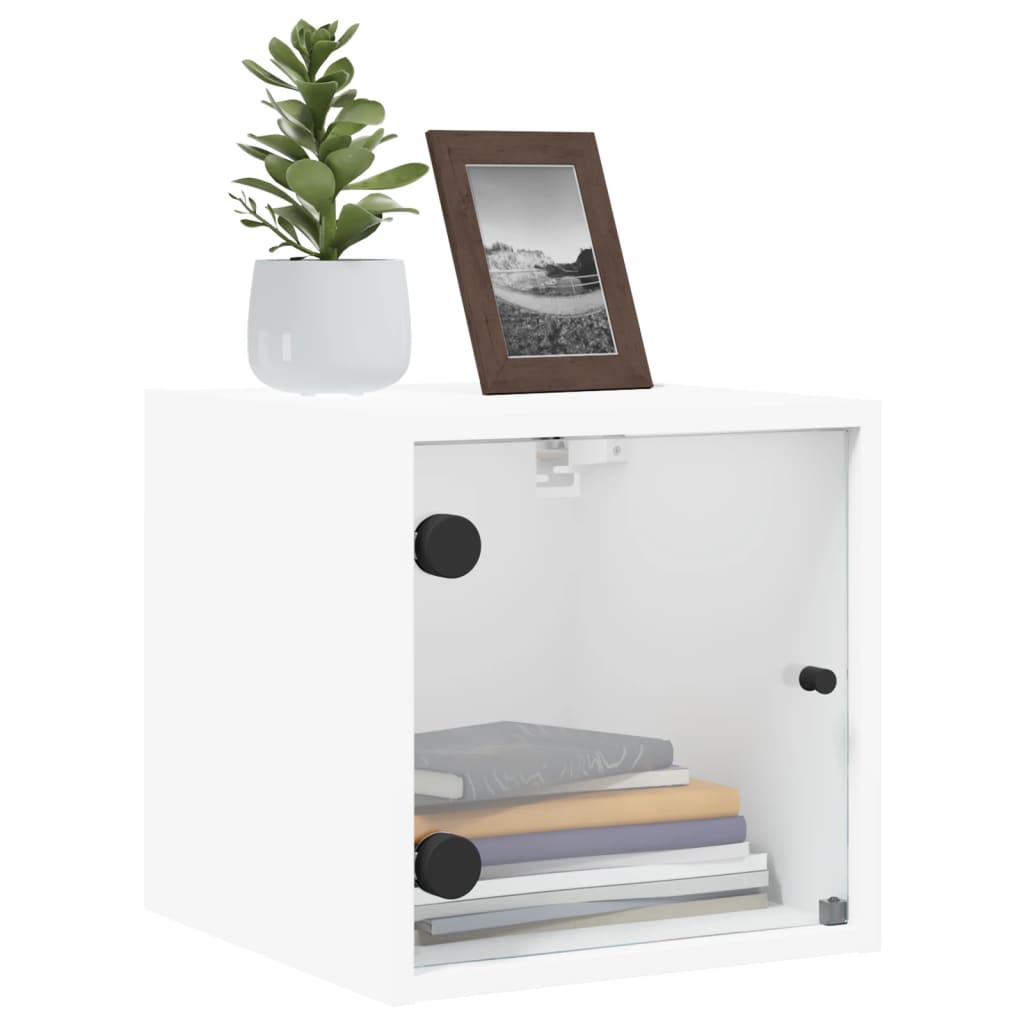 Tables de chevet avec portes en verre 2 pcs blanc 35x37x35 cm - XIOS