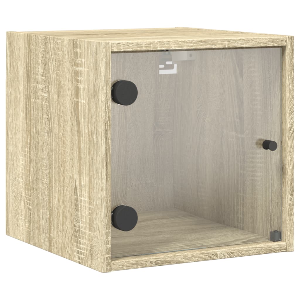 Tables de chevet et portes vitrées 2pcs chêne sonoma 35x37x35cm - XIOS