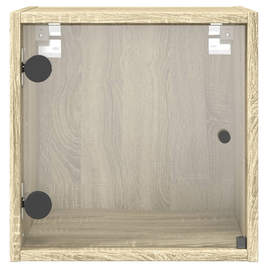 Tables de chevet et portes vitrées 2pcs chêne sonoma 35x37x35cm - XIOS