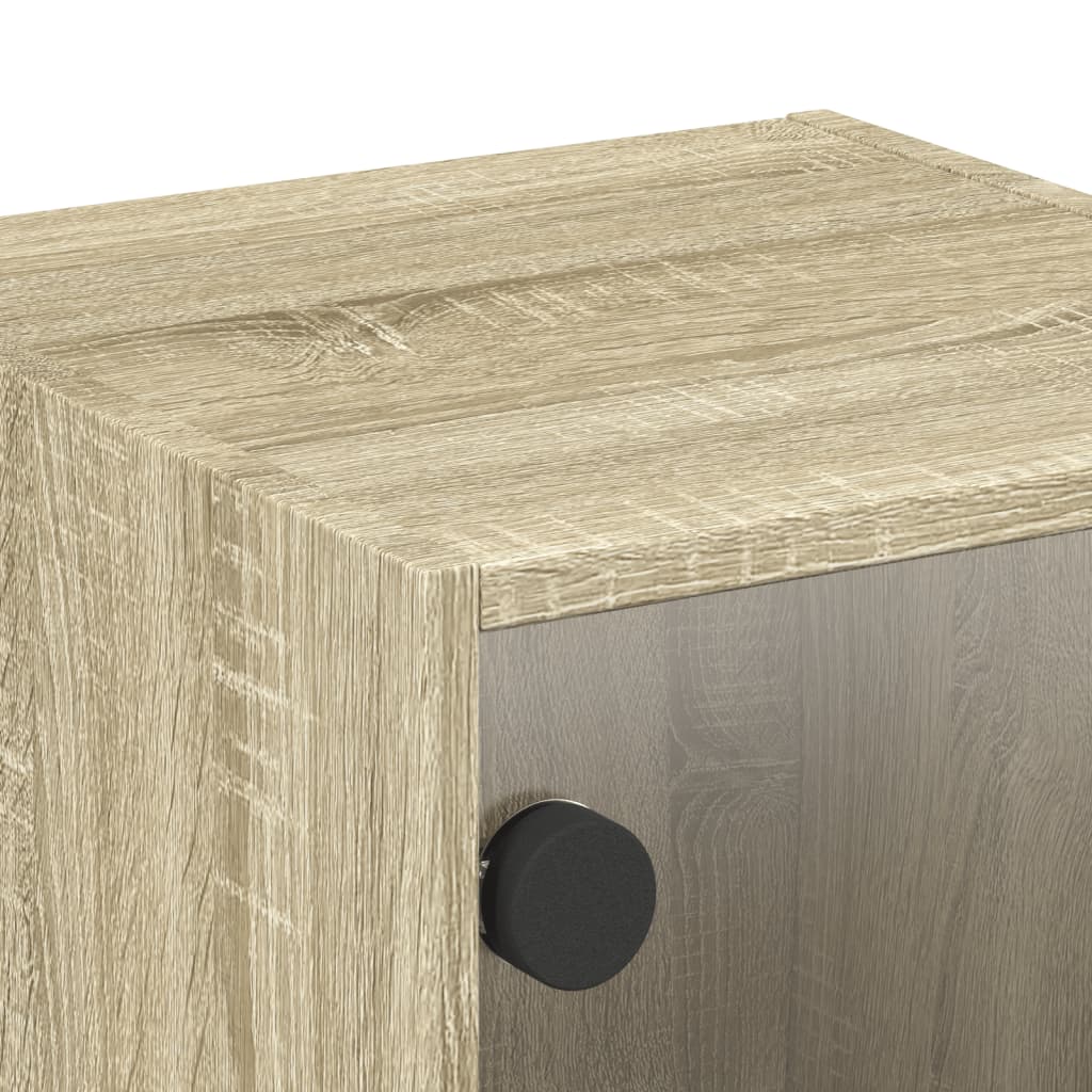 Tables de chevet et portes vitrées 2pcs chêne sonoma 35x37x35cm - XIOS