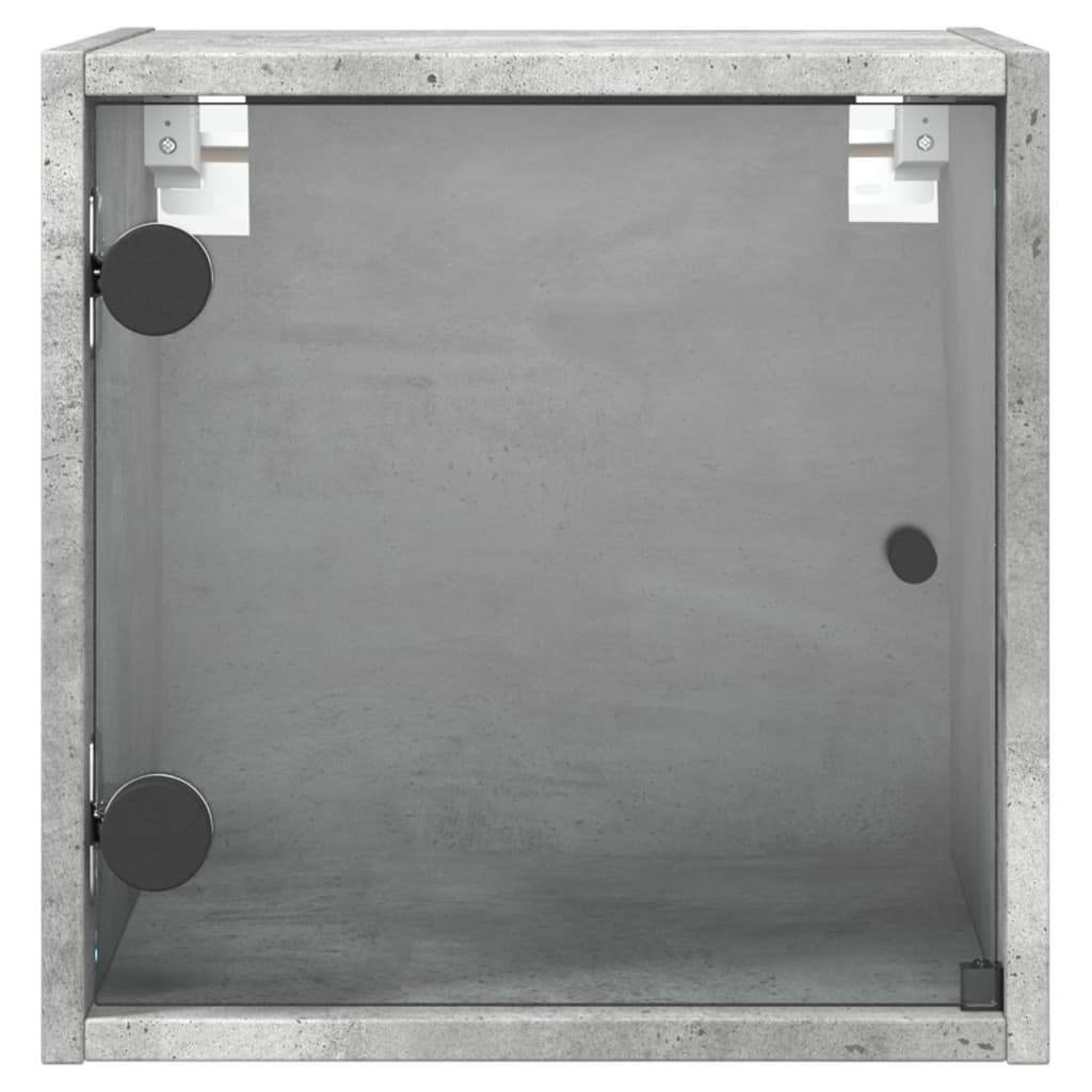 Table de chevet avec porte en verre gris béton 35x37x35 cm - XIOS
