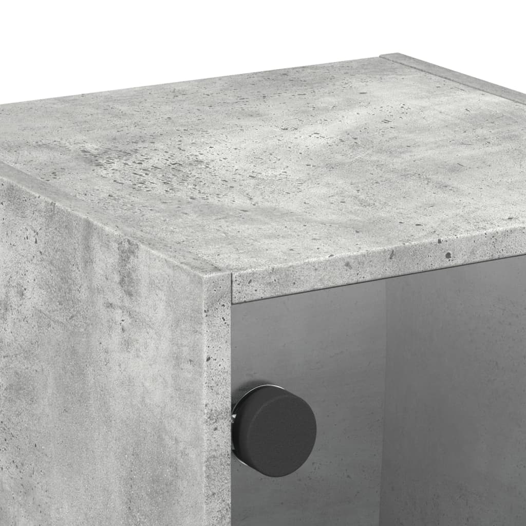 Table de chevet avec porte en verre gris béton 35x37x35 cm - XIOS