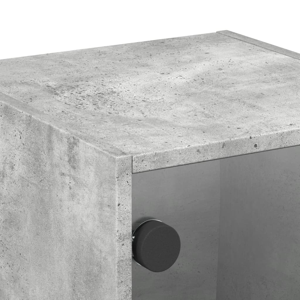 Tables de chevet et portes vitrées 2 pcs gris béton 35x37x35 cm - XIOS