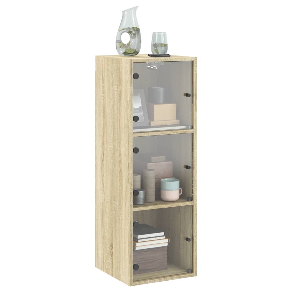 Armoire murale avec portes en verre chêne sonoma 35x37x100 cm - XIOS
