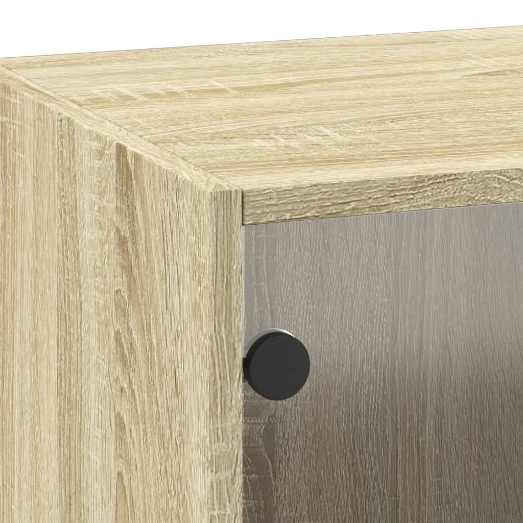 Armoire murale avec portes en verre chêne sonoma 35x37x100 cm - XIOS