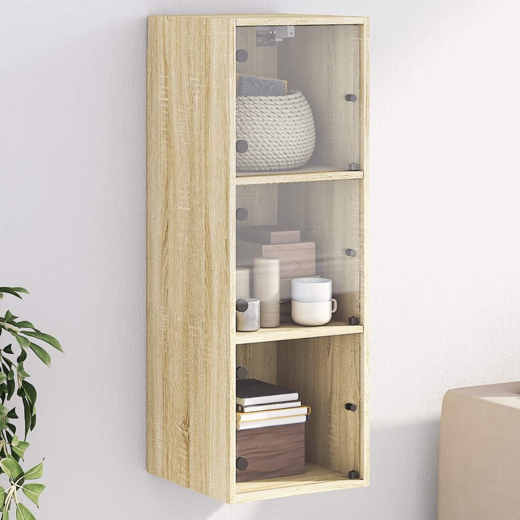 Armoire murale avec portes en verre chêne sonoma 35x37x100 cm - XIOS