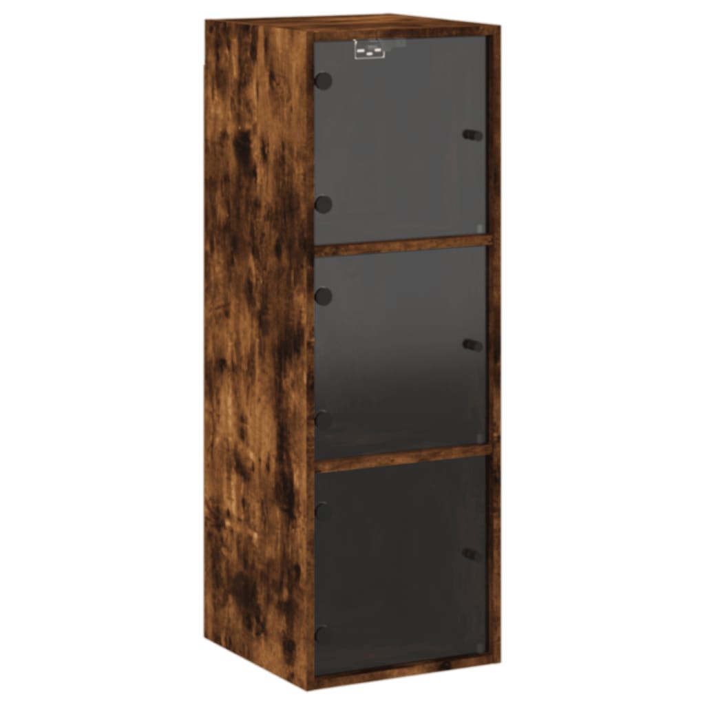 Armoire murale avec portes en verre chêne fumé 35x37x100 cm - XIOS