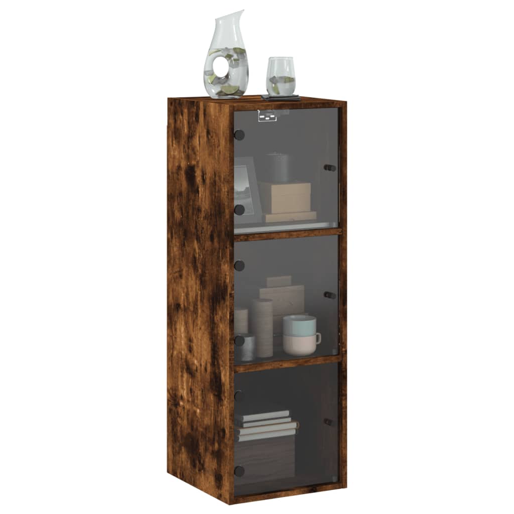 Armoire murale avec portes en verre chêne fumé 35x37x100 cm - XIOS