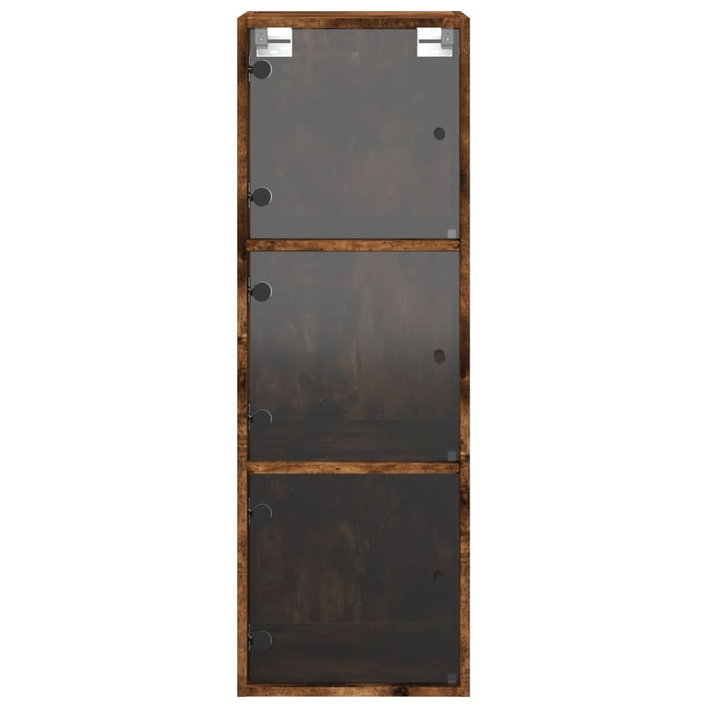 Armoire murale avec portes en verre chêne fumé 35x37x100 cm - XIOS