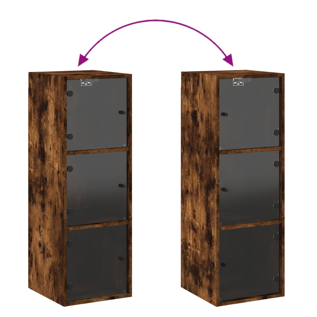 Armoire murale avec portes en verre chêne fumé 35x37x100 cm - XIOS