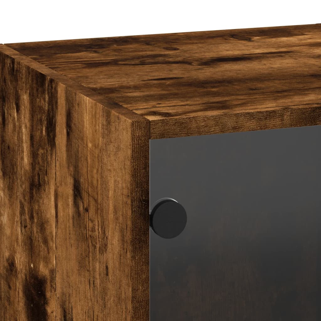 Armoire murale avec portes en verre chêne fumé 35x37x100 cm - XIOS