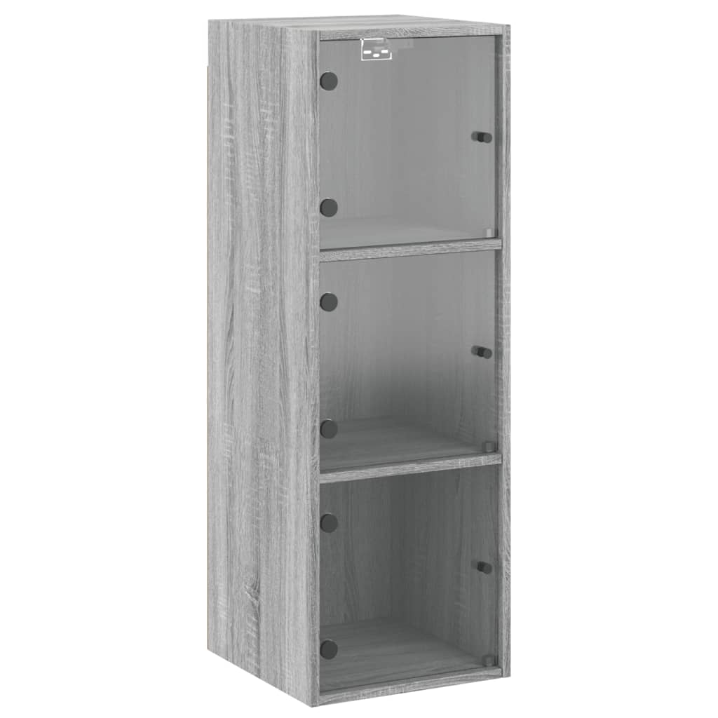 Armoire murale avec portes en verre sonoma gris 35x37x100 cm - XIOS