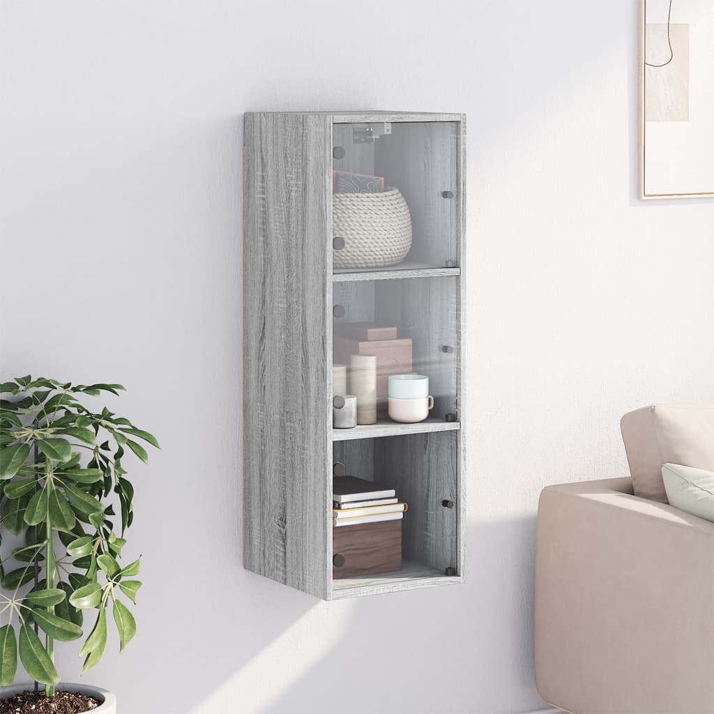 Armoire murale avec portes en verre sonoma gris 35x37x100 cm - XIOS