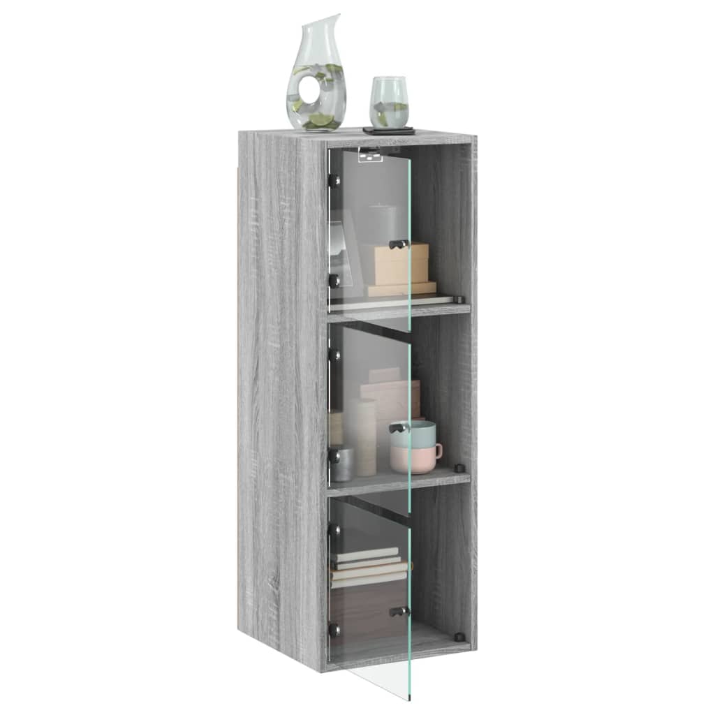 Armoire murale avec portes en verre sonoma gris 35x37x100 cm - XIOS