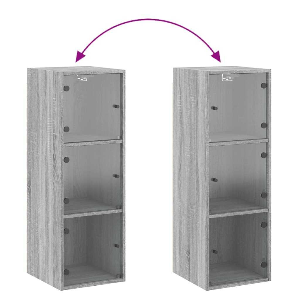 Armoire murale avec portes en verre sonoma gris 35x37x100 cm - XIOS