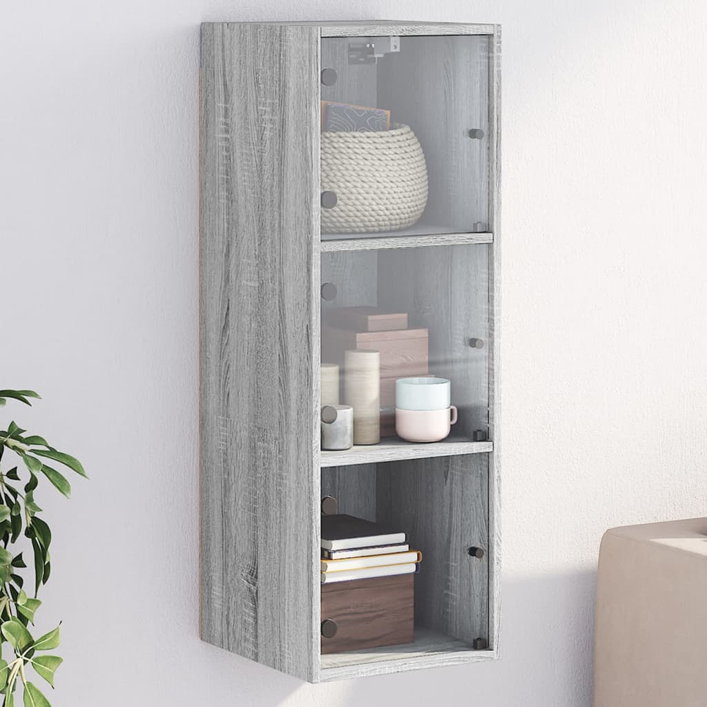 Armoire murale avec portes en verre sonoma gris 35x37x100 cm - XIOS