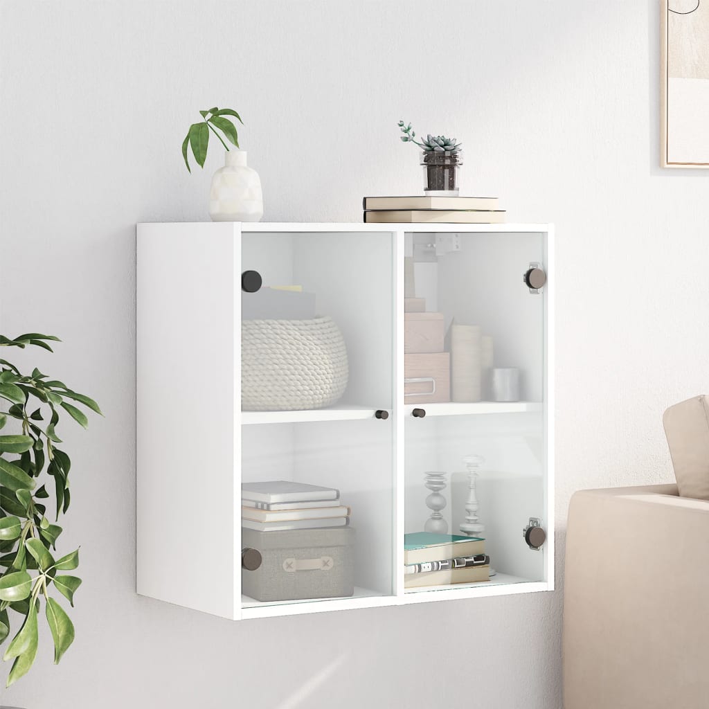 Armoire murale avec portes en verre blanc 68x37x68,5 cm - XIOS