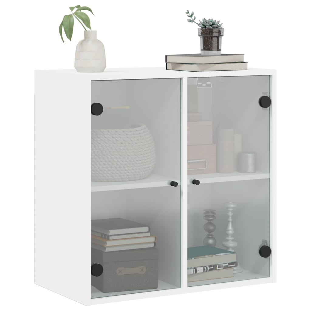 Armoire murale avec portes en verre blanc 68x37x68,5 cm - XIOS