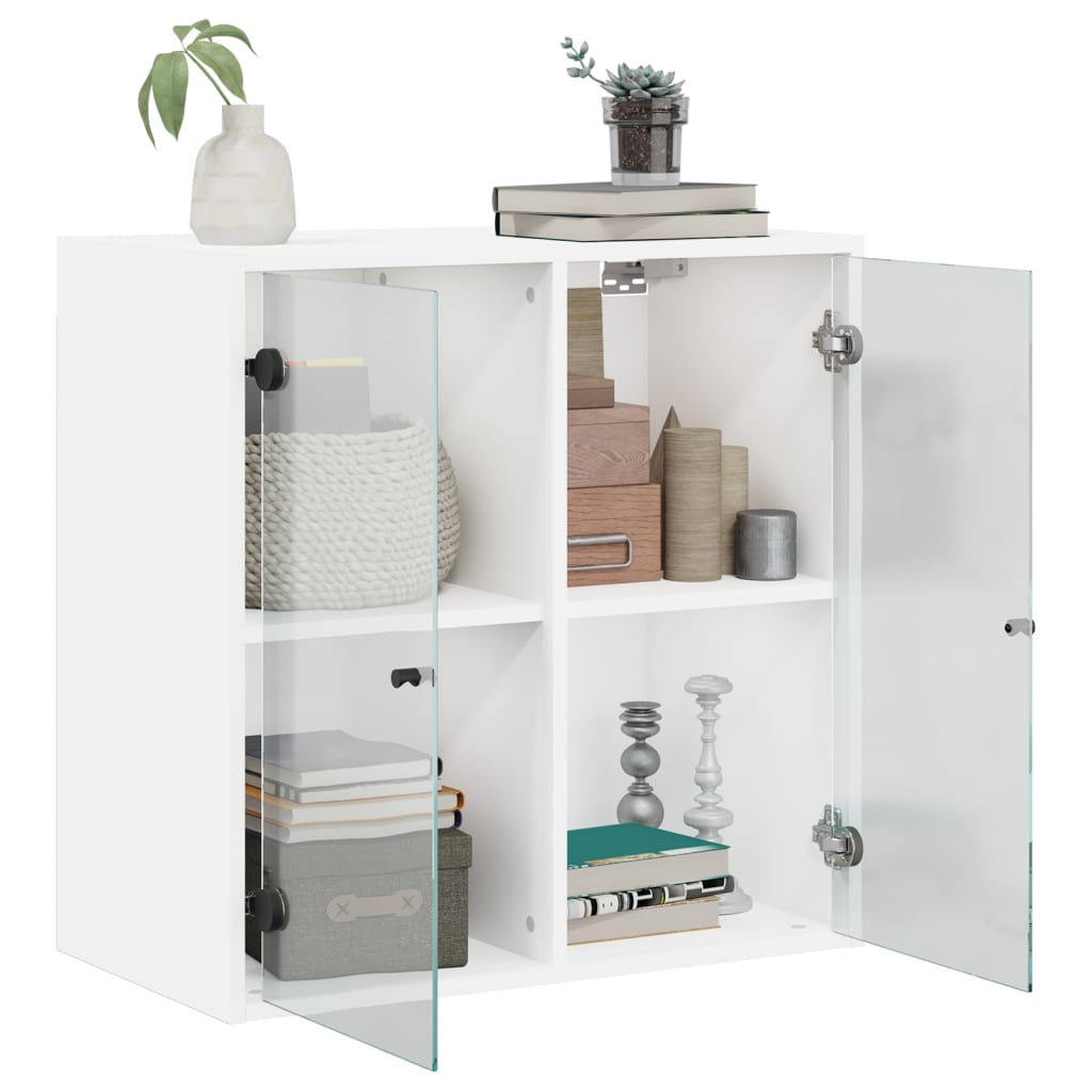 Armoire murale avec portes en verre blanc 68x37x68,5 cm - XIOS