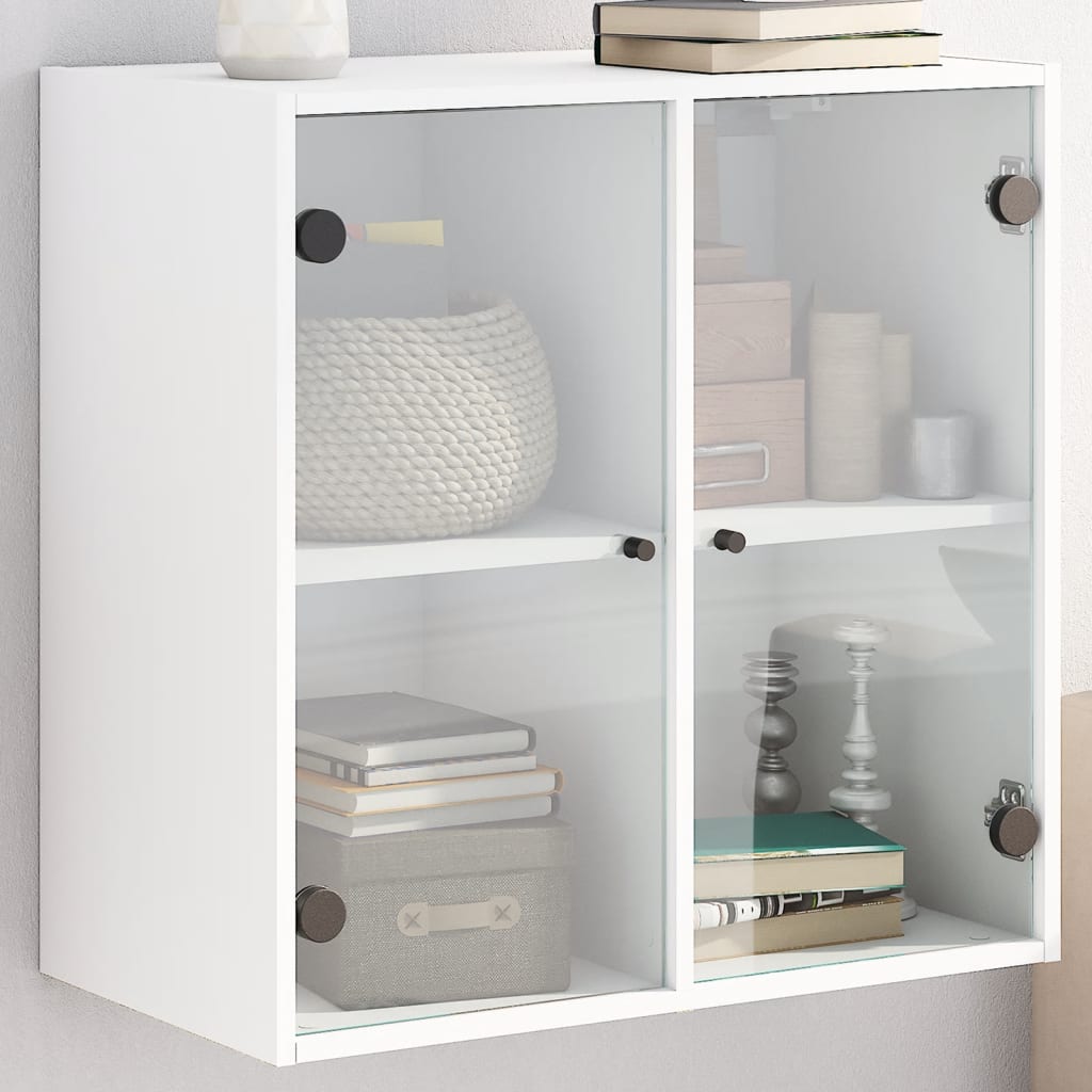 Armoire murale avec portes en verre blanc 68x37x68,5 cm - XIOS