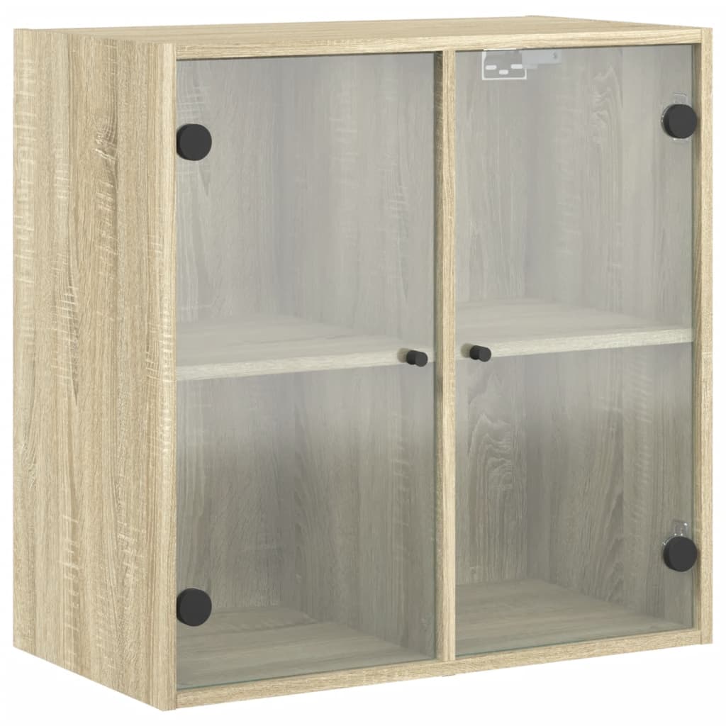 Armoire murale avec portes en verre chêne sonoma 68x37x68,5 cm - XIOS