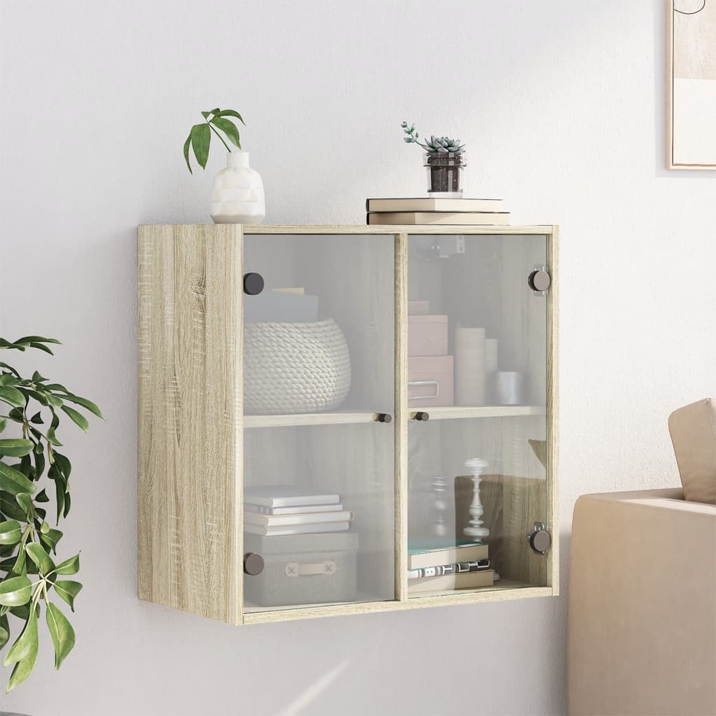 Armoire murale avec portes en verre chêne sonoma 68x37x68,5 cm - XIOS