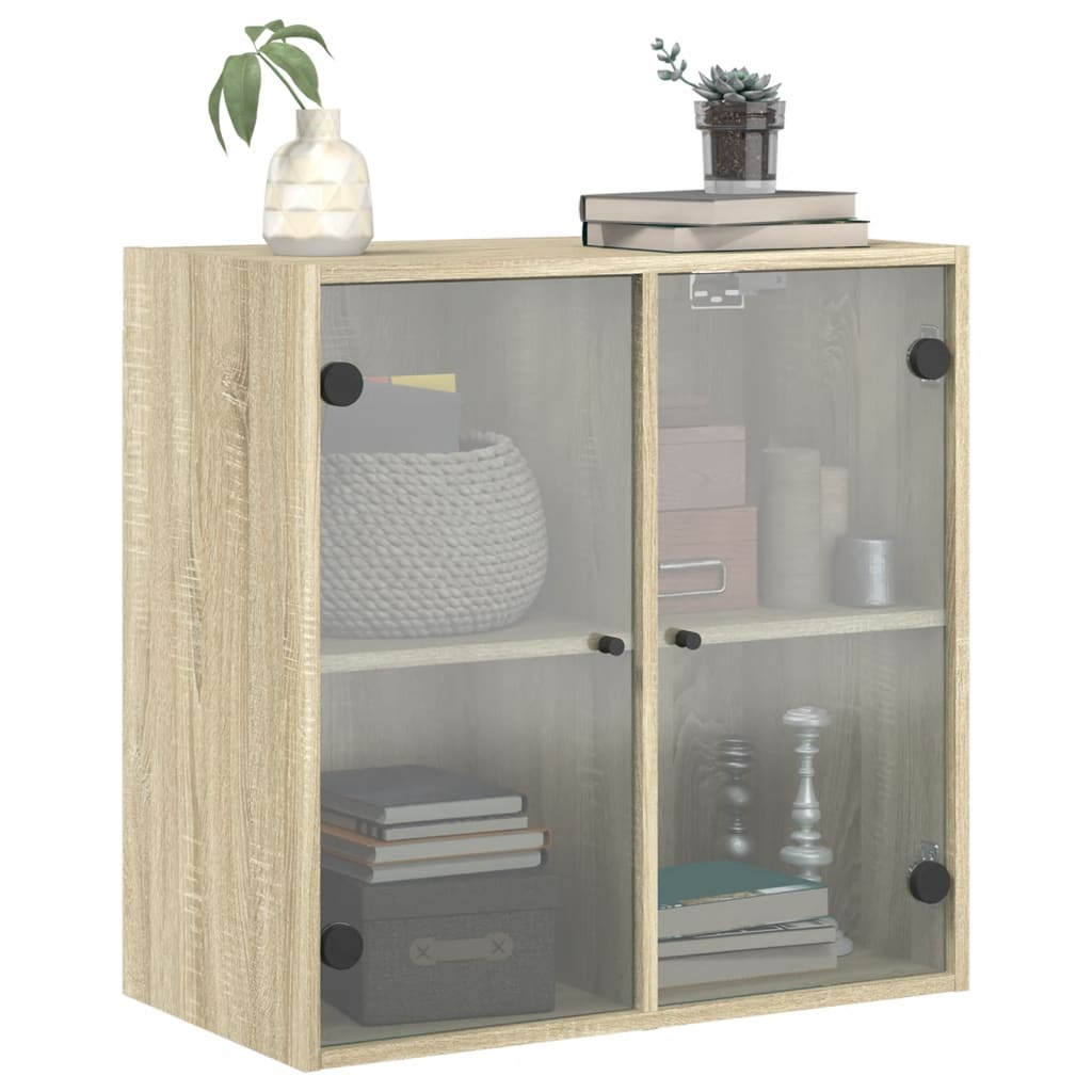 Armoire murale avec portes en verre chêne sonoma 68x37x68,5 cm - XIOS