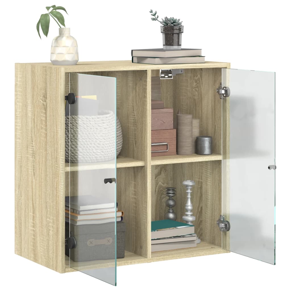 Armoire murale avec portes en verre chêne sonoma 68x37x68,5 cm - XIOS