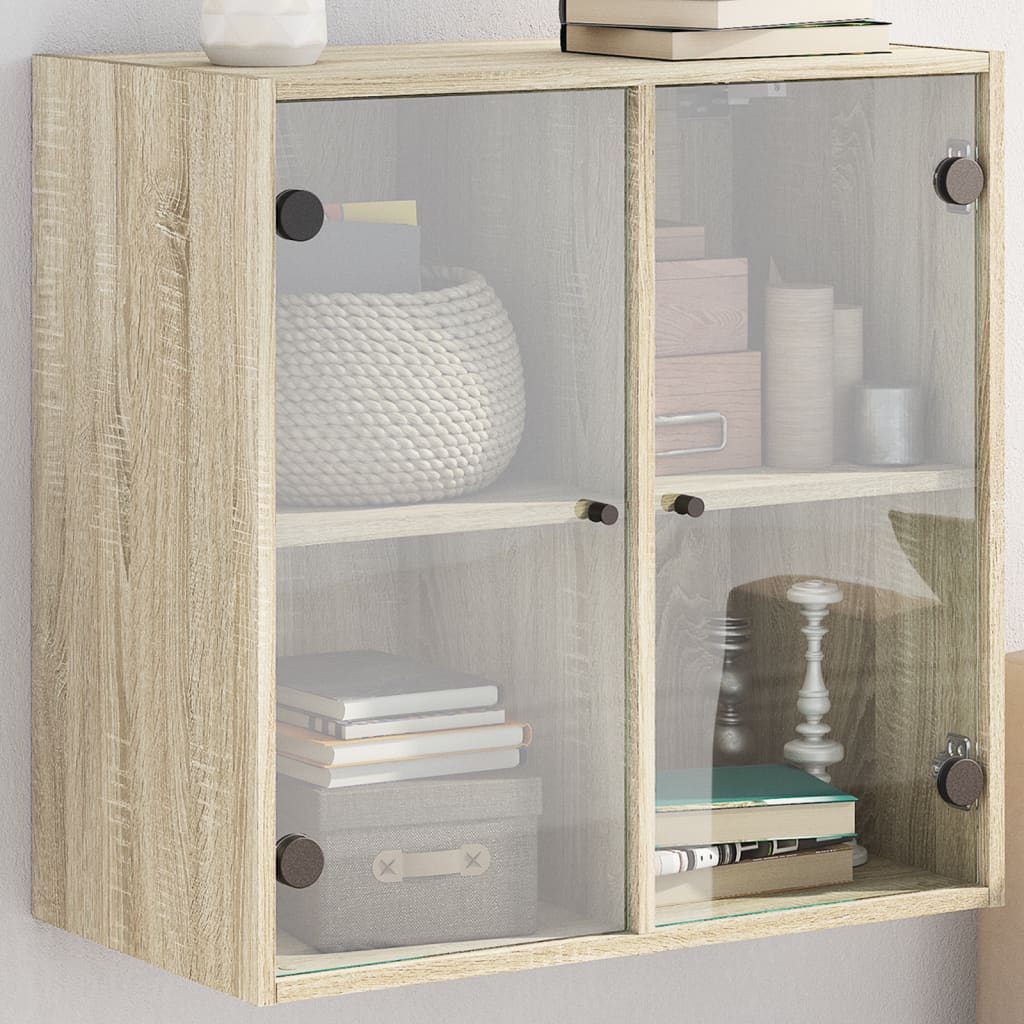 Armoire murale avec portes en verre chêne sonoma 68x37x68,5 cm - XIOS