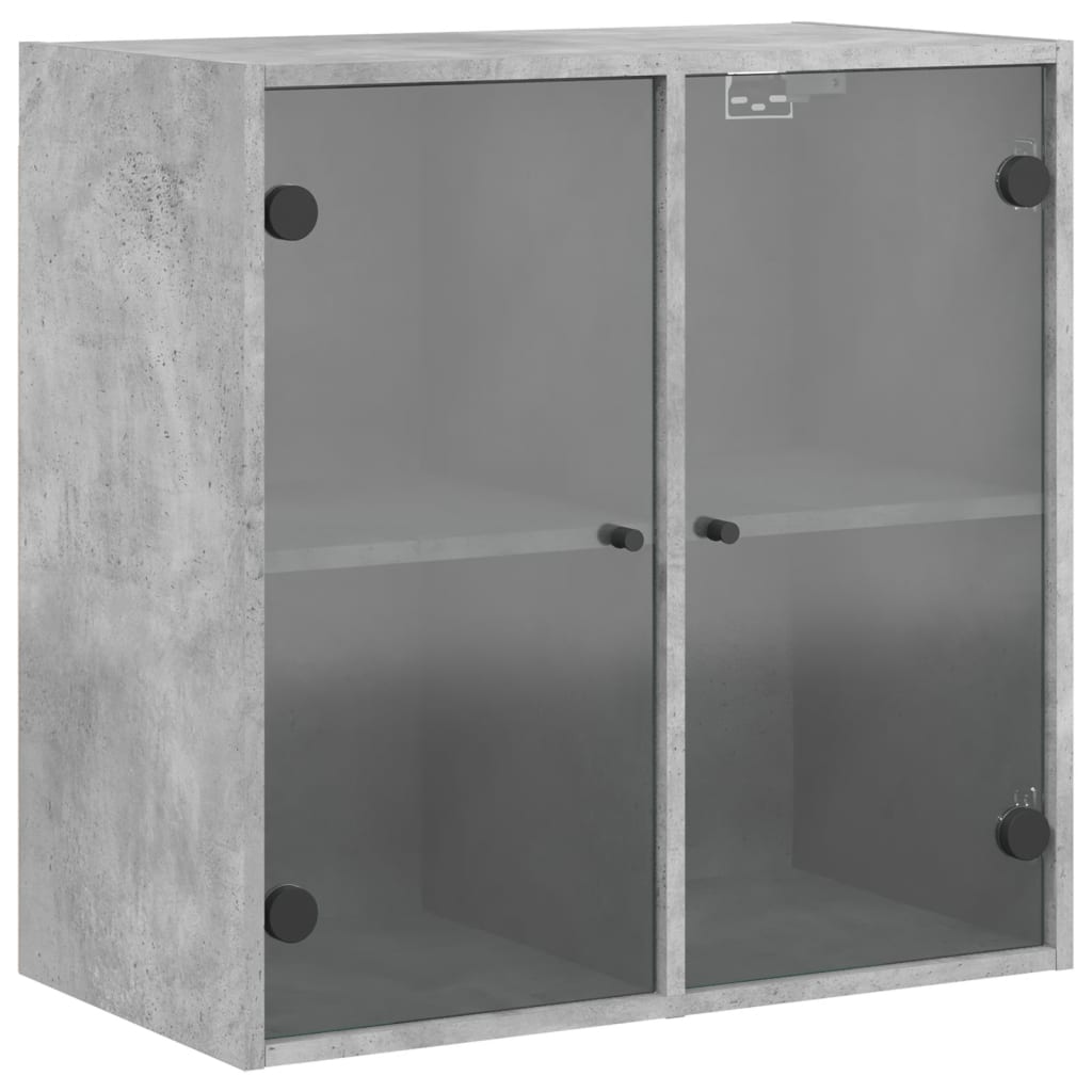 Armoire murale avec portes en verre gris béton 68x37x68,5 cm - XIOS