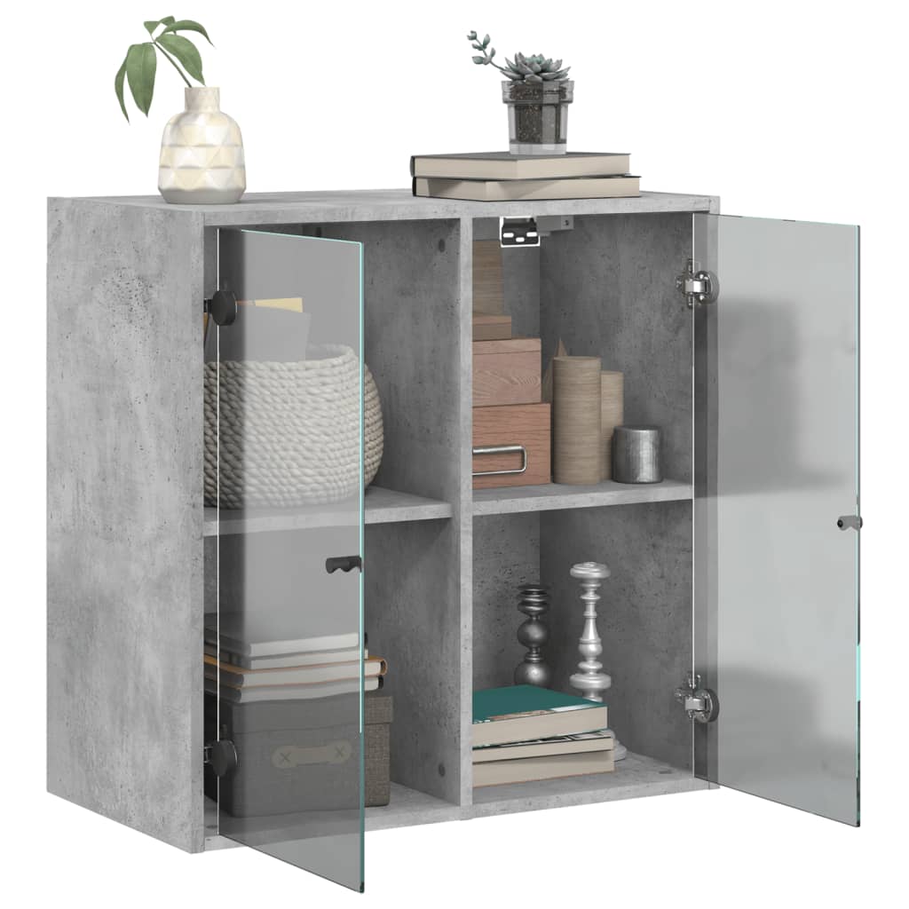 Armoire murale avec portes en verre gris béton 68x37x68,5 cm - XIOS