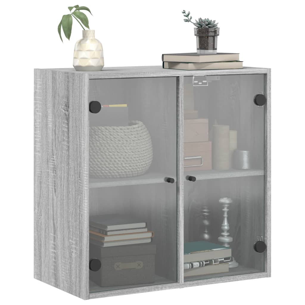 Armoire murale avec portes en verre sonoma gris 68x37x68,5 cm - XIOS