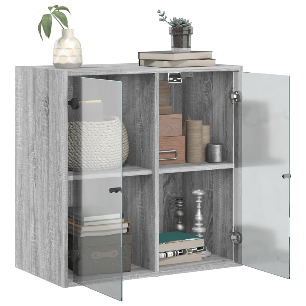 Armoire murale avec portes en verre sonoma gris 68x37x68,5 cm - XIOS