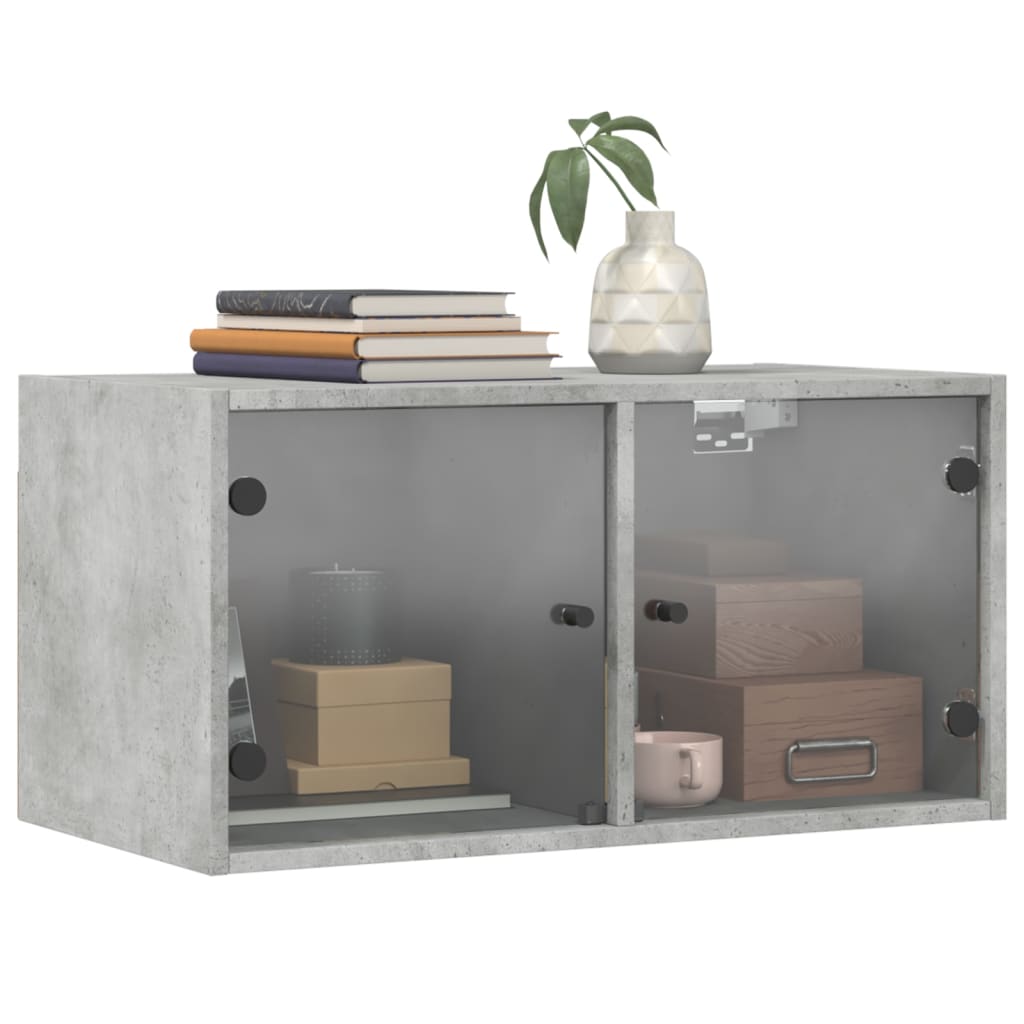 Armoire murale avec portes en verre gris béton 68,5x37x35 cm - XIOS