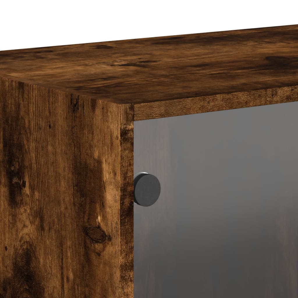 Armoire murale avec portes en verre chêne fumé 68,5x37x35 cm - XIOS