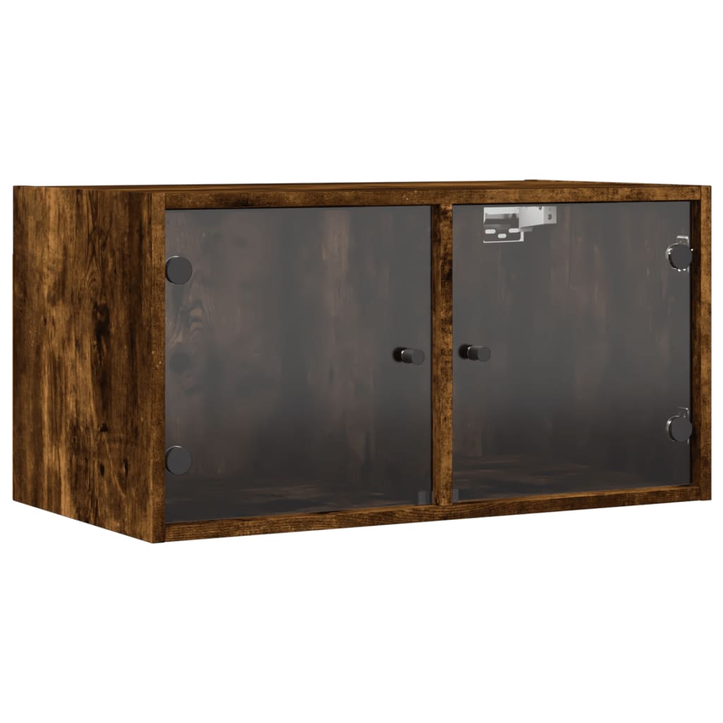 Armoires murales et portes vitrées 2pcs chêne fumé 68,5x37x35cm - XIOS
