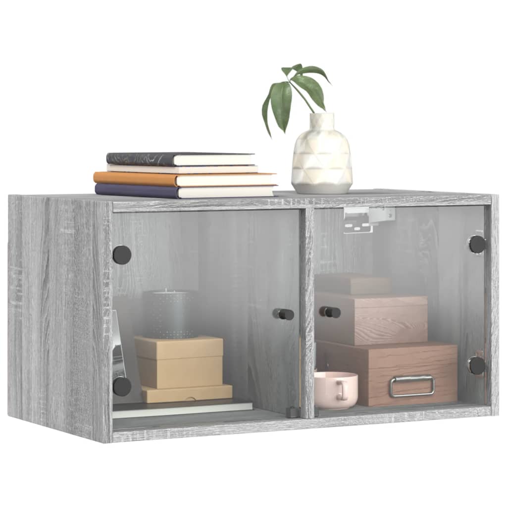 Armoire murale avec portes en verre sonoma gris 68,5x37x35 cm - XIOS