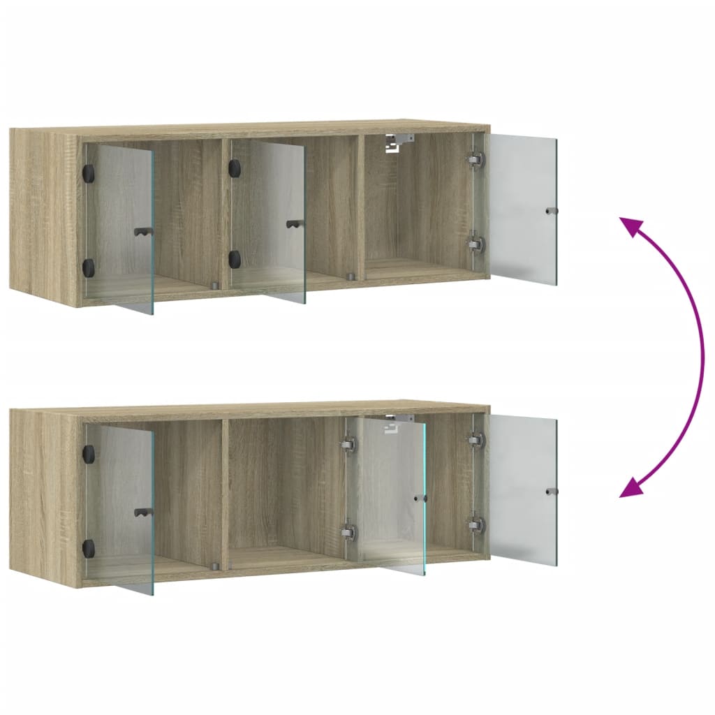 Armoire murale avec portes en verre chêne sonoma 102x37x35 cm - XIOS