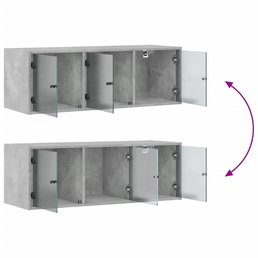 Armoire murale avec portes en verre gris béton 102x37x35 cm - XIOS