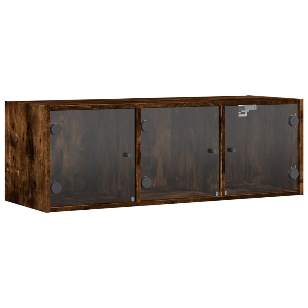 Armoire murale avec portes en verre chêne fumé 102x37x35 cm - XIOS