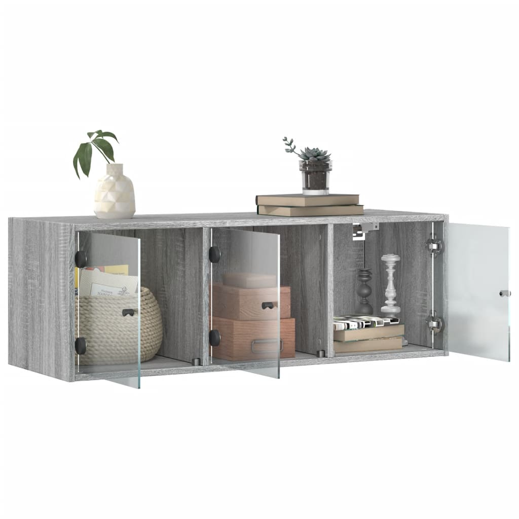 Armoire murale avec portes en verre sonoma gris 102x37x35 cm - XIOS
