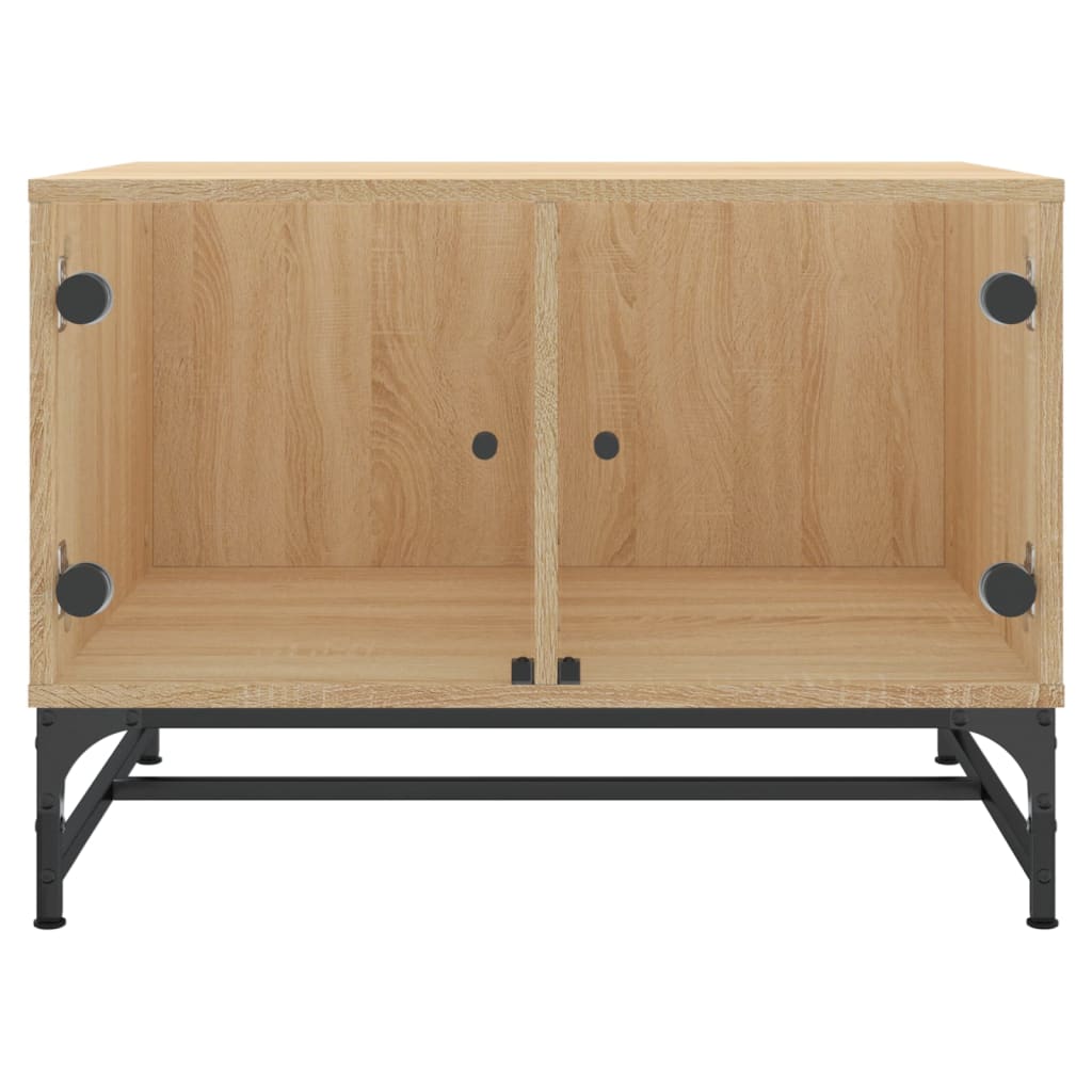 Table basse avec portes en verre chêne sonoma 68,5x50x50 cm - XIOS