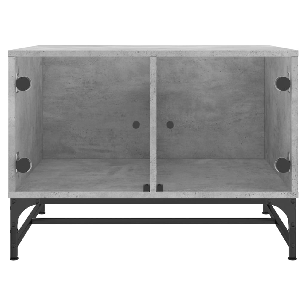 Table basse avec portes en verre gris béton 68,5x50x50 cm - XIOS