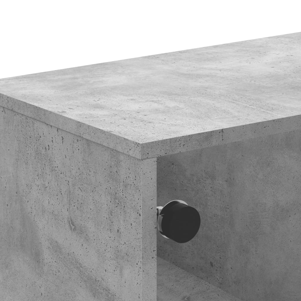 Table basse avec portes en verre gris béton 68,5x50x50 cm - XIOS