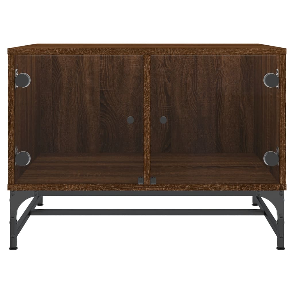 Table basse avec portes en verre chêne marron 68,5x50x50 cm - XIOS