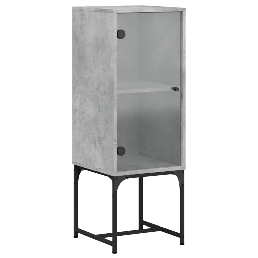 Armoire latérale avec porte en verre gris béton 35x37x100 cm - XIOS