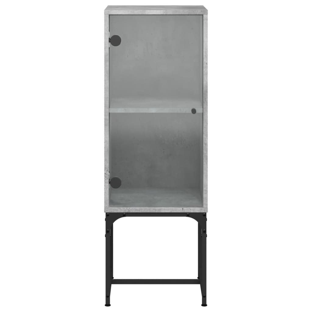 Armoire latérale avec porte en verre gris béton 35x37x100 cm - XIOS