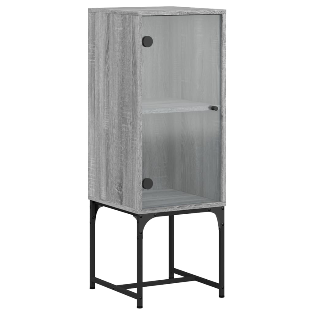 Armoire latérale avec porte en verre sonoma gris 35x37x100 cm - XIOS