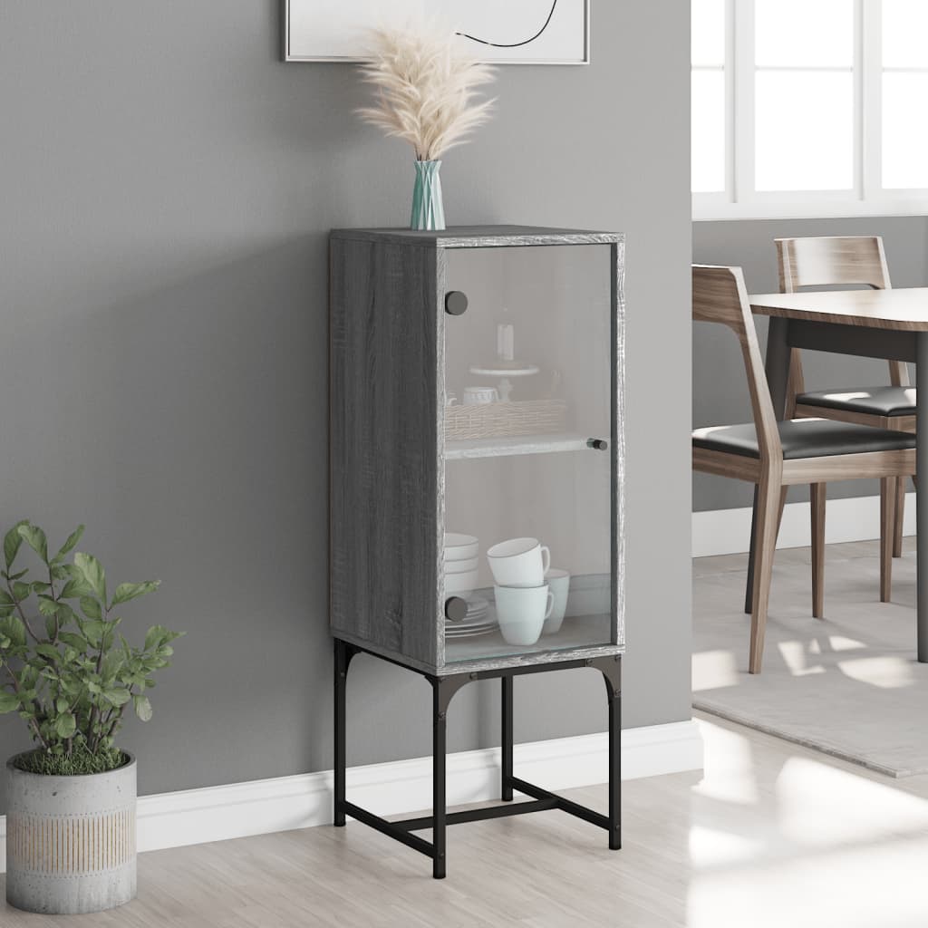 Armoire latérale avec porte en verre sonoma gris 35x37x100 cm - XIOS