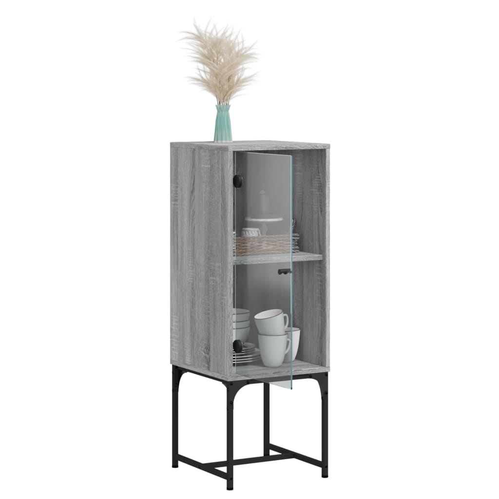 Armoire latérale avec porte en verre sonoma gris 35x37x100 cm - XIOS